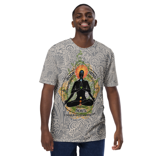 Men's Crew Neck T-Shirt : Yoga Body Mind & Soul