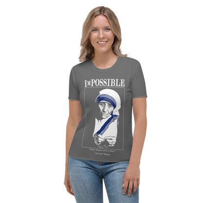 Women's Crew Neck T-Shirt : ImPossible Mother-Theresa