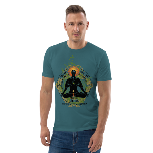 Unisex organic cotton t-shirt : Yoga Body Mind & Soul